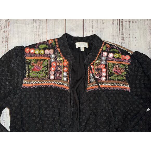 Harlyn Anthropologie Black Boho Embroidered Short Jumpsuit Size XL - Picture 2 of 7